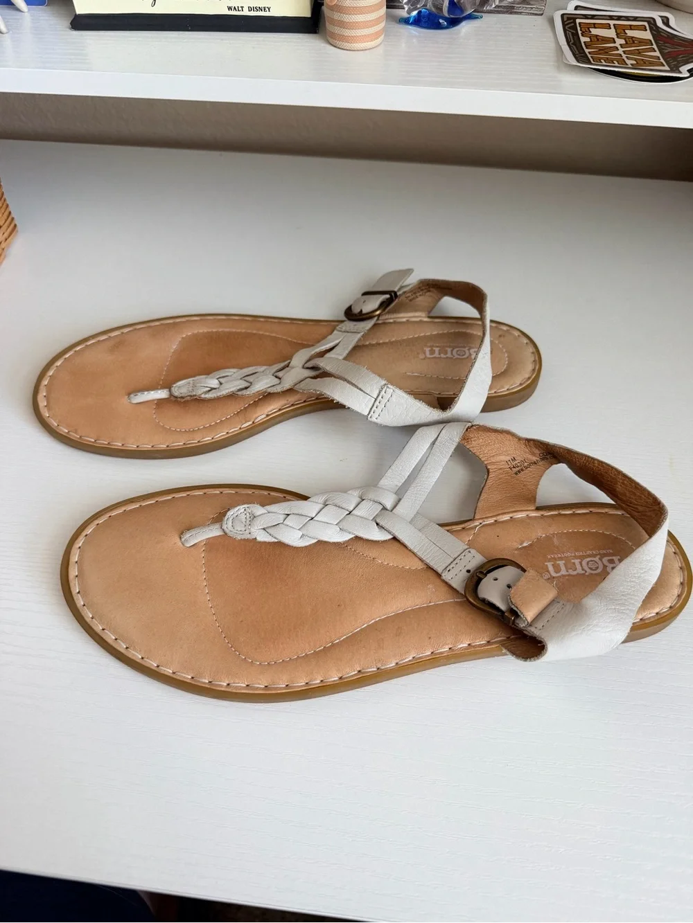 Born Lake Sandal White Straps Size 11